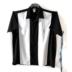 Lucky Paradise Bowling Shirt Mens 2XT Black White Retro Rockabilly Made in USA